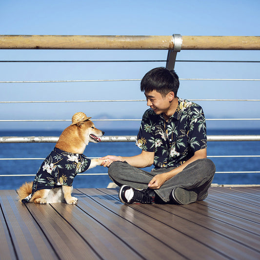 Tropical Aloha Shirt for Small to Medium Dogs - Fits Schnauzer, Corgi, Pug, and French Bulldog.